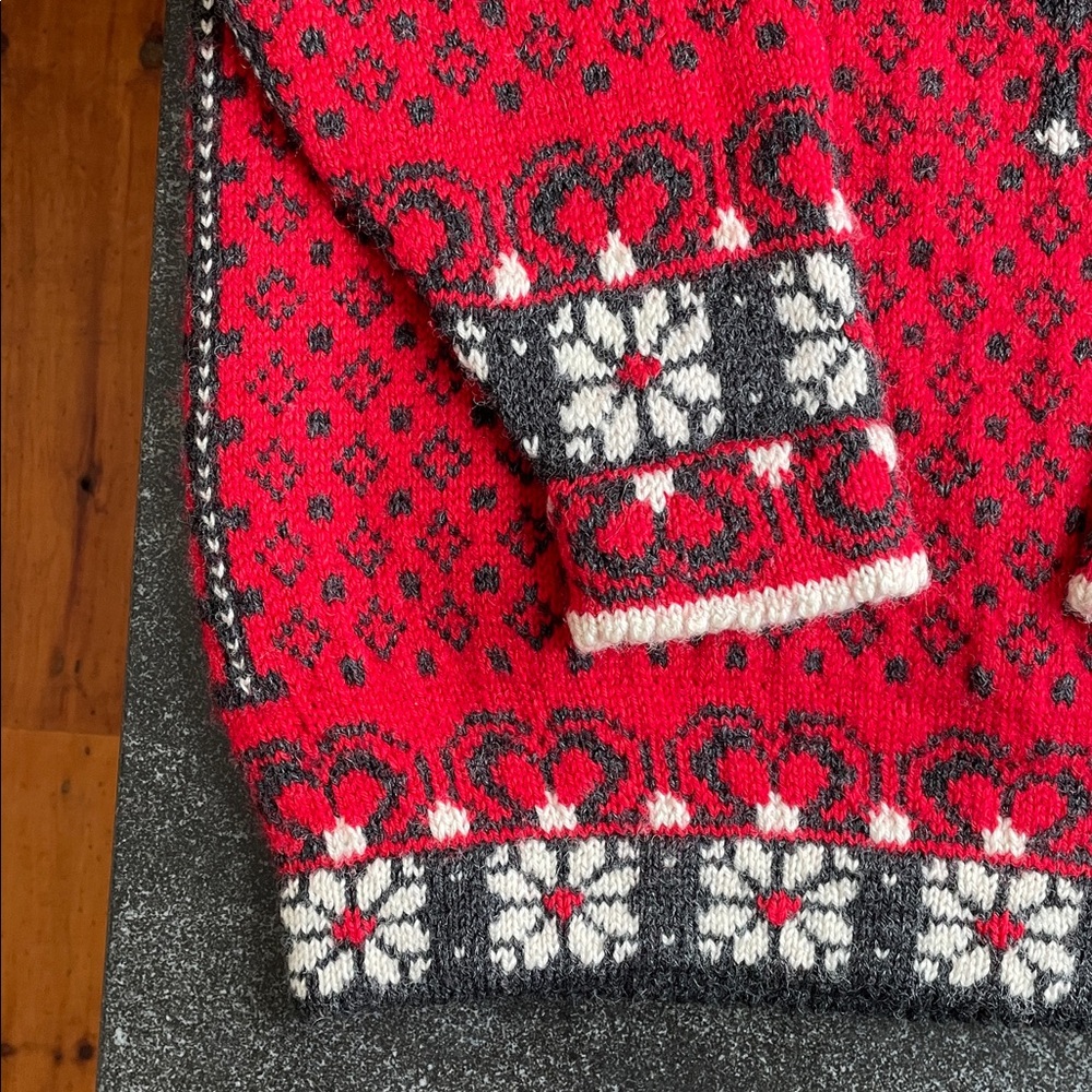 Dale of Norway Red, Black & White Nordic Cowl Sweater - Picture 8 of 15